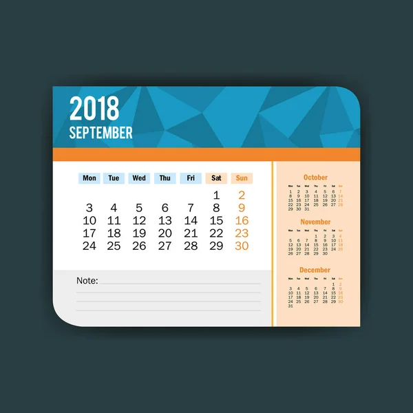 Calendário de setembro ícone isolado — Vetor de Stock