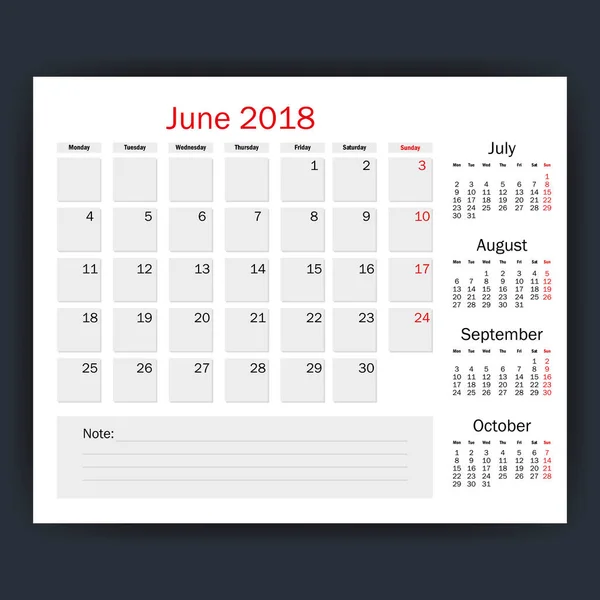 Calendário de junho ícone isolado — Vetor de Stock