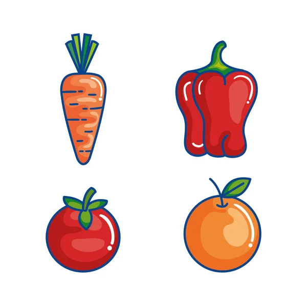 Frutas e legumes ícones conjunto — Vetor de Stock