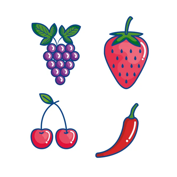 Obst und Gemüse setzen Symbole — Stockvektor