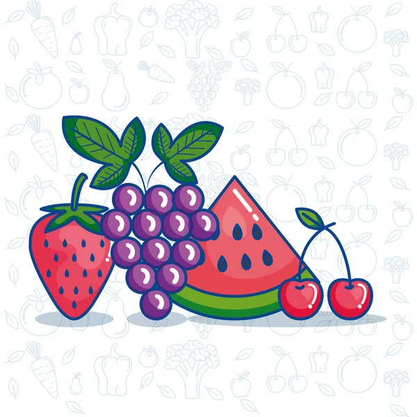 Frukter och grönsaker som ikoner — Stock vektor
