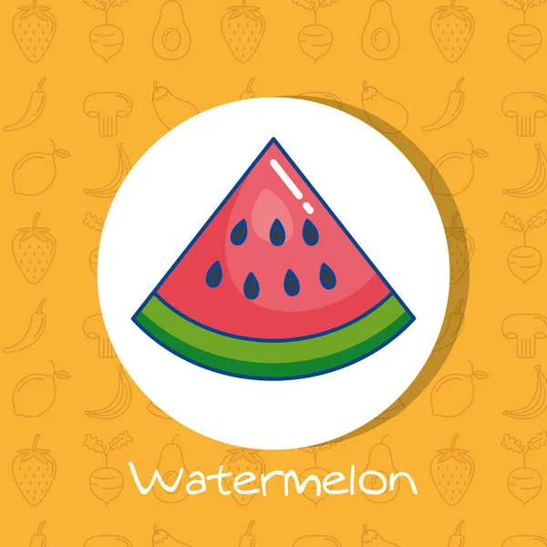 Watermeloen fruit poster met gezonde voeding patroon — Stockvector