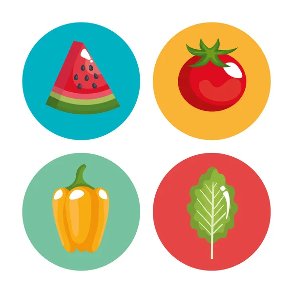 Zdravé potraviny sada ikon — Stockový vektor