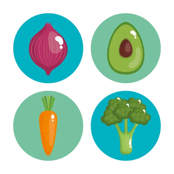 Aliments sains ensemble icônes — Image vectorielle