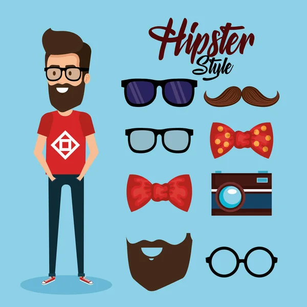 Avatar style hipster avec accessoires — Image vectorielle