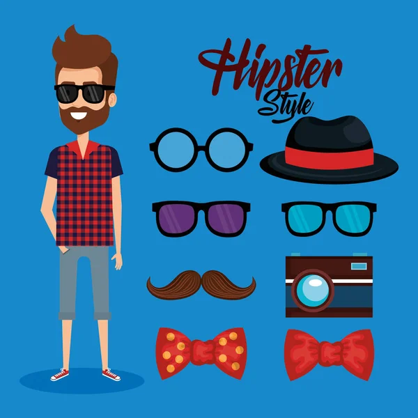 Hipster stil avatar med tillbehör — Stock vektor