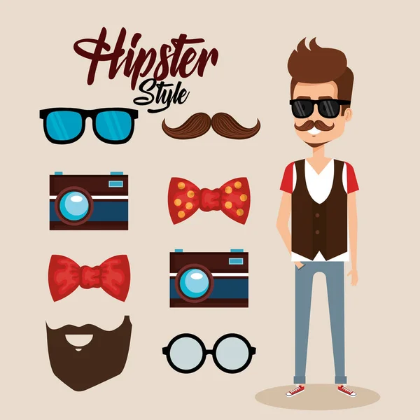 Hipster stijl avatar met accessoires — Stockvector