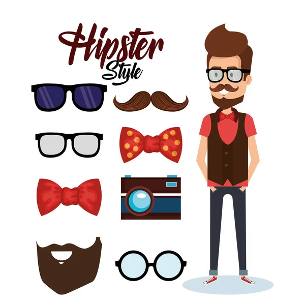 Hipster stil avatar med tillbehör — Stock vektor