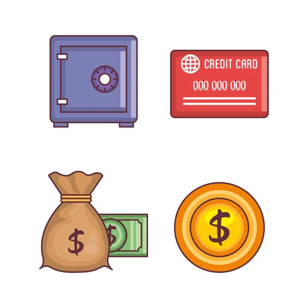 Sparen geld set collectie iconen — Stockvector