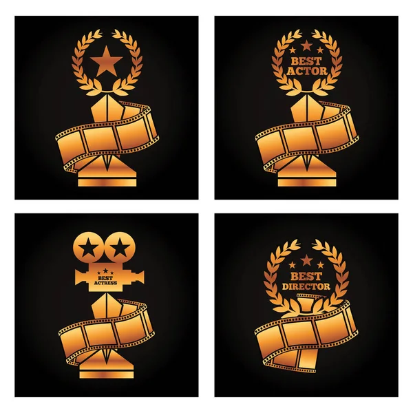 Gold trophies award best director — Stock Vector