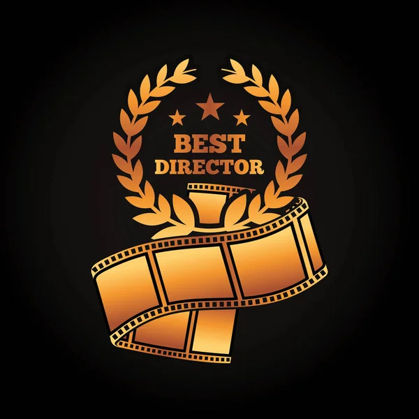 Prix d'or meilleur réalisateur laurier bande film film — Image vectorielle