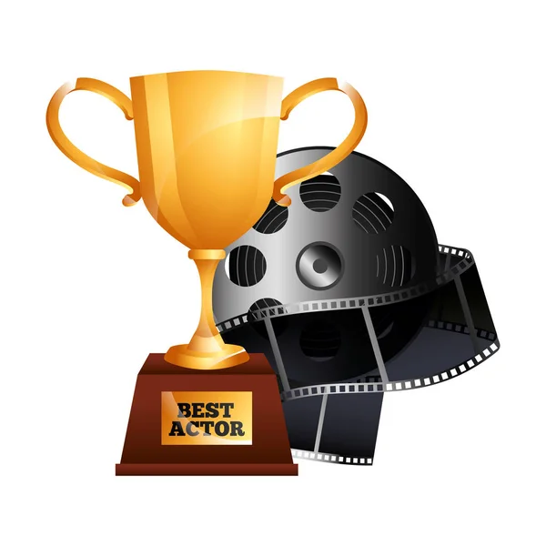 Beste acteur gouden trofee cup award reel film film — Stockvector