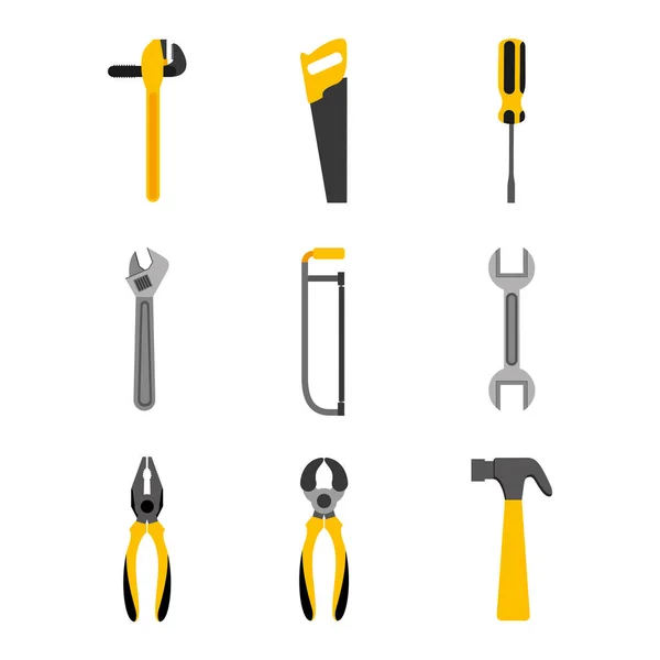 Set tools bouw apparatuur benodigdheden — Stockvector
