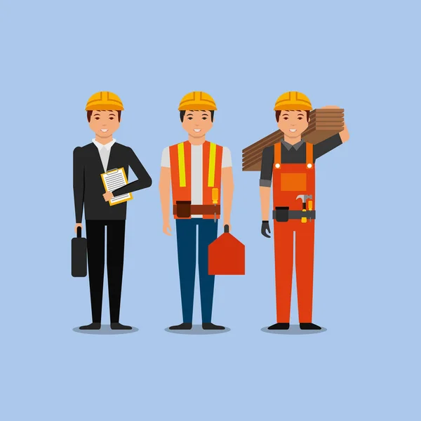 Trabajadores de la construcción ingeniero capataz empleado — Vector de stock