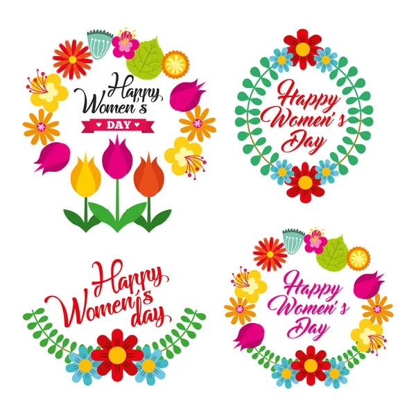 Beautiful wreaths floral decoration for womens day celebration — Stock Vector