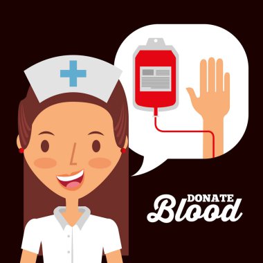 Hemşire konuşma balonu IV çanta ile bağış kan davetiye