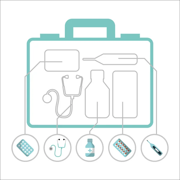 Eerste hulp kit medische gezondheid — Stockvector