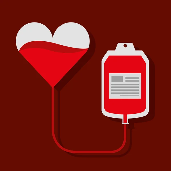 Heart blood bag transfusion donation campaign — Stock Vector