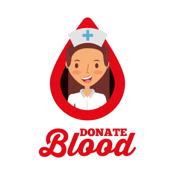 Enfermera gota médica donar sangre — Vector de stock