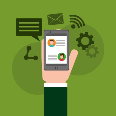akıllı telefon sohbet mesajı ekran tutan el