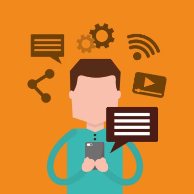 adam akıllı telefon konuşma balonu üzerinde sohbet