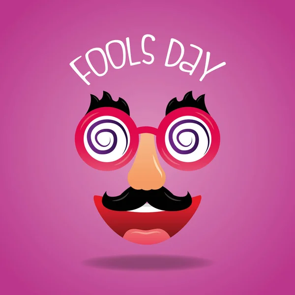 Веселые маски усы глупые очки дурацкий день — стоковый вектор
