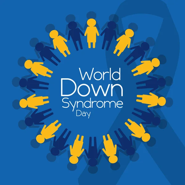 Welt Down Syndrom Tag Menschen Emblem Plakat — Stockvektor