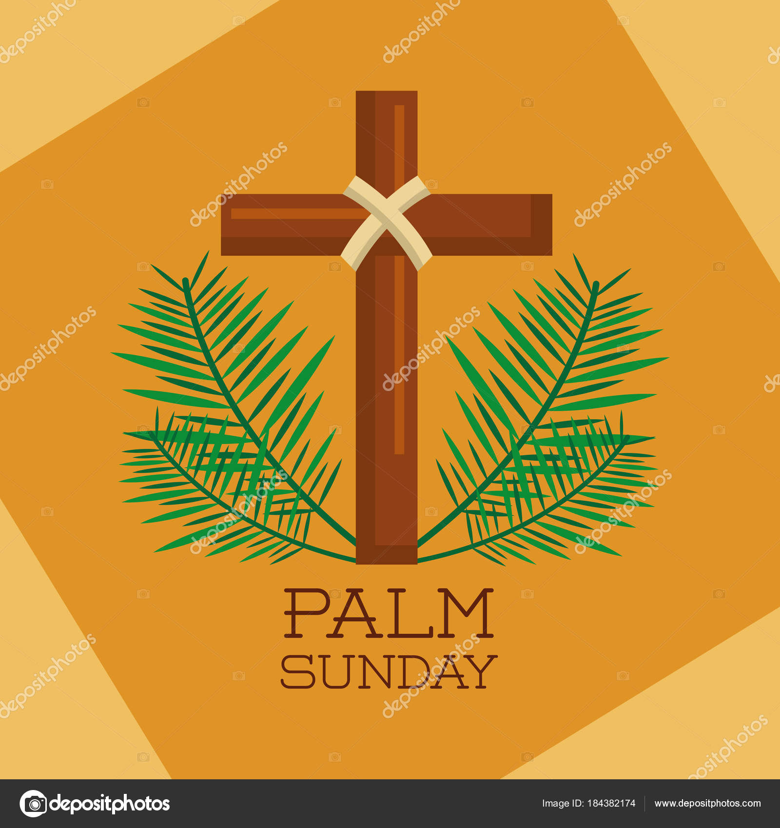 Palm Sunday Sacred Cross Branches Decoration Stock Vector