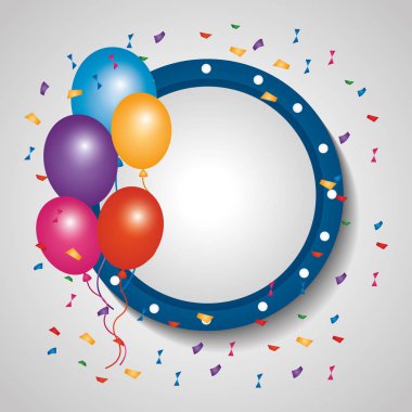 boş başlık dekorasyon balonları kenarlık ve konfeti kutlama