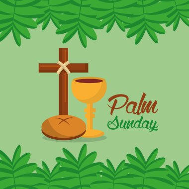 Palm Pazar ekmek şube sınır yeşil arka plan çapraz