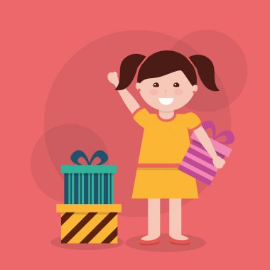 hediye kutusu vektör çizim sevimli kız şerit yay sarılmış