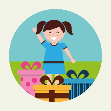 hediye kutusu vektör çizim sevimli kız şerit yay sarılmış