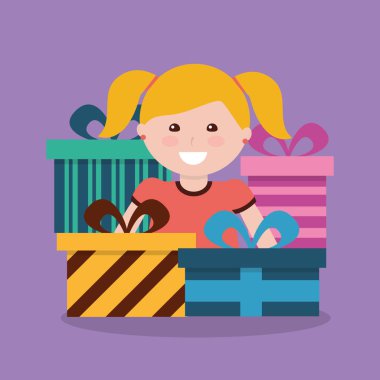 hediye kutusu vektör çizim sevimli kız şerit yay sarılmış