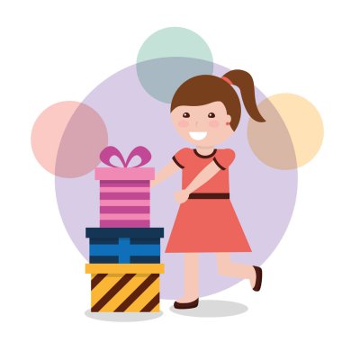 hediye kutusu vektör çizim sevimli kız şerit yay sarılmış