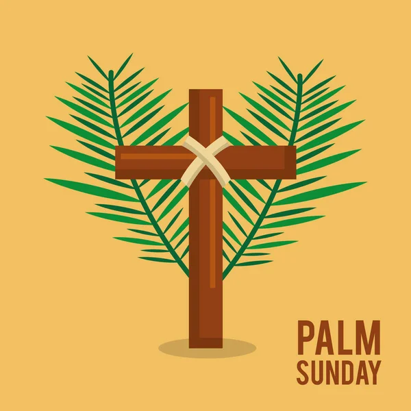 Virágvasárnap ágak szöveg cross Húsvét ünnepe — Stock Vector