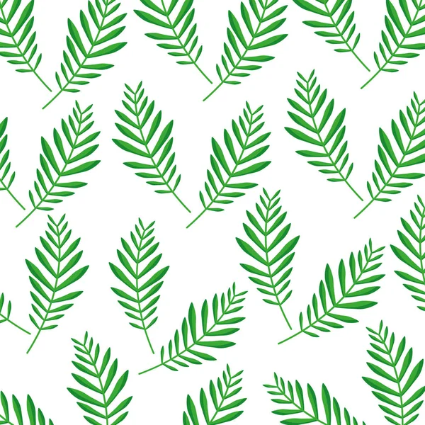 Groene palm tak varenblad decoratie patroon — Stockvector