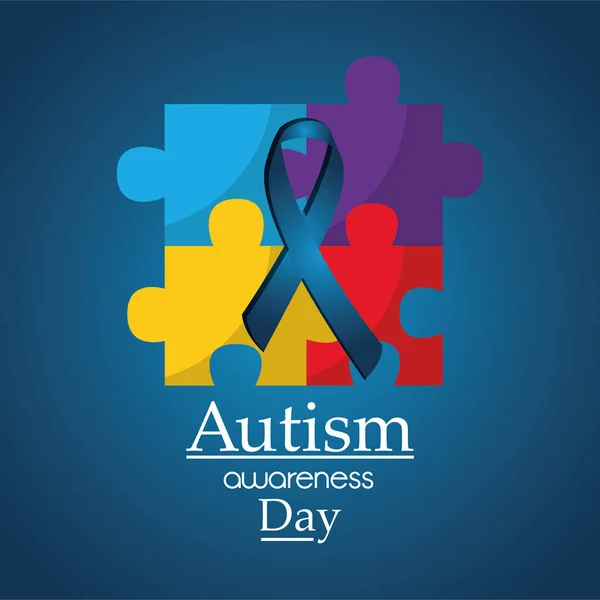 Autism awareness day poster medical help — Stock Vector