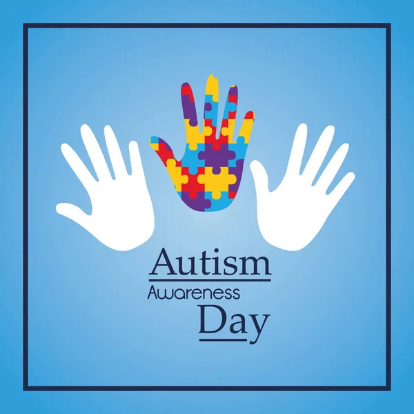 Autism awareness day hands support event medical — Stock Vector