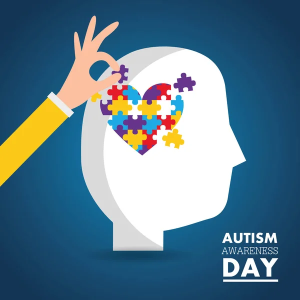 Autisme bewustzijn dag kaart gezondheid medische uitnodiging — Stockvector