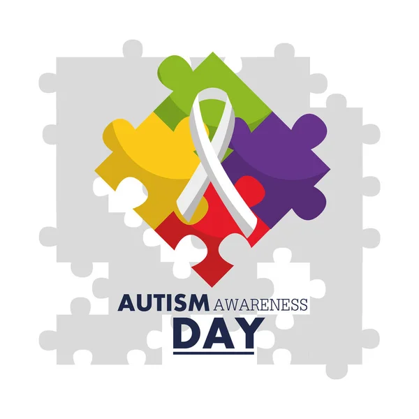 Autism awareness day emblem design template — Stock Vector