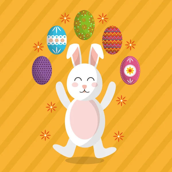 Easter bunny decorated eggs image — Stock Vector