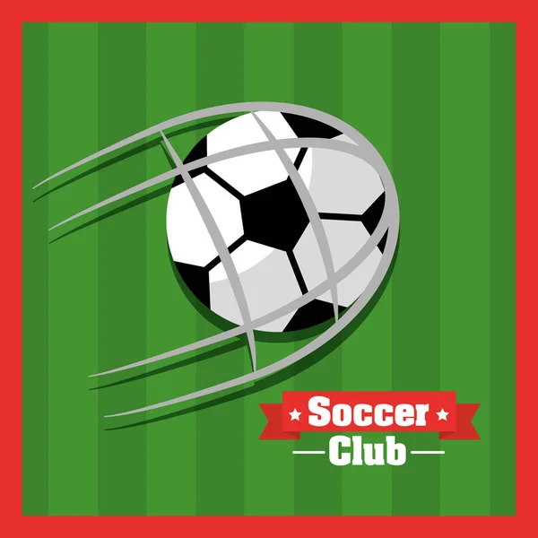 サッカー クラブ ボール ゴールの赤い緑の背景 — ストックベクタ