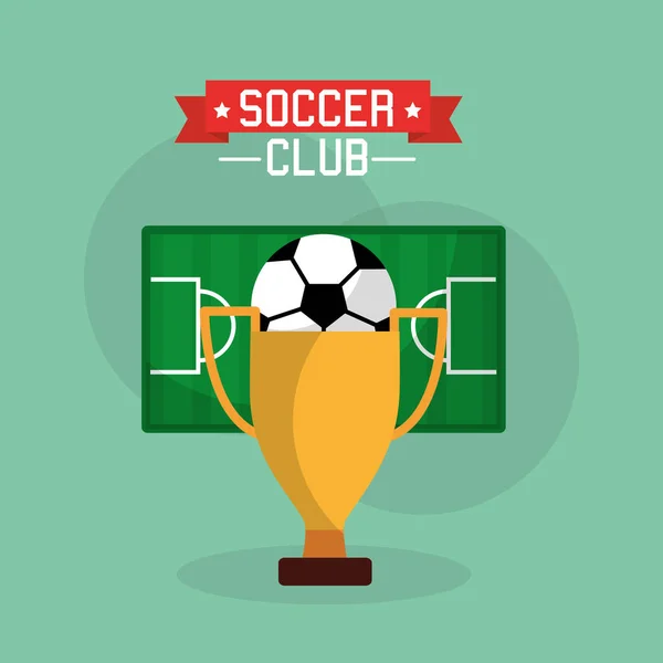 Fotbalový klub trofej míč a pole sport — Stockový vektor