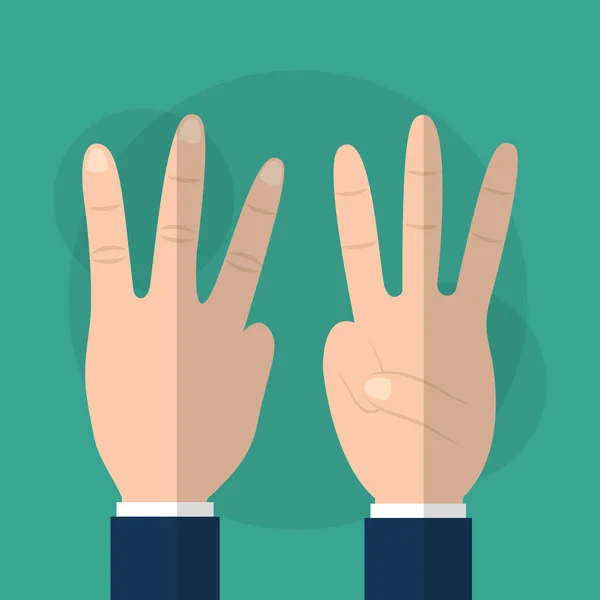 Hand met drie vingers gebaren — Stockvector