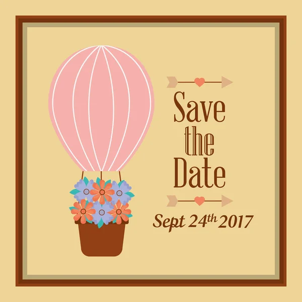 De datum luchtballon bloemen viering kaartje opslaat — Stockvector