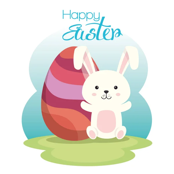 Eggs painted and rabbit easter celebration — Stock Vector