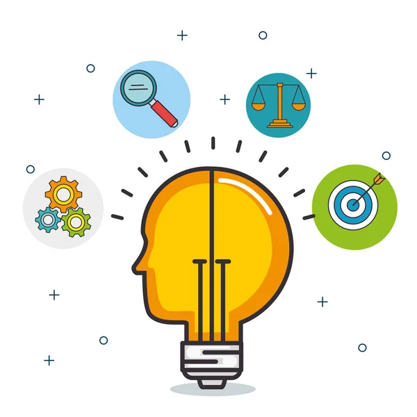 Creative big idea set icons — Stock Vector