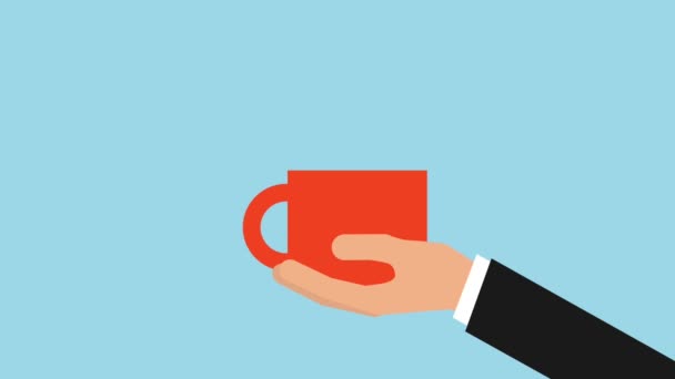 Sıcak kahve kupa simgeler — Stok video