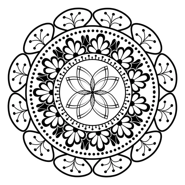 Mandala monochrome decoration icon — Stock Vector