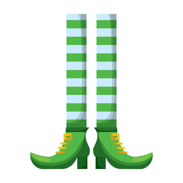 Leprechaun legs with shoes and striped socks — Stock Vector